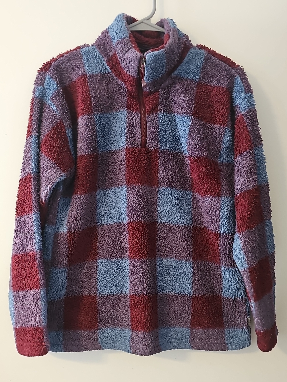 Eddie Bauer Patchwork Plaid Fleece Pullover 1/4 Zip Women's Size Medium